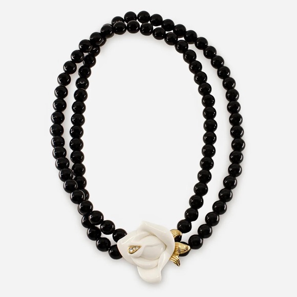 1980’ KJL for Avon resin white rose beaded necklace - Picture 1 of 6